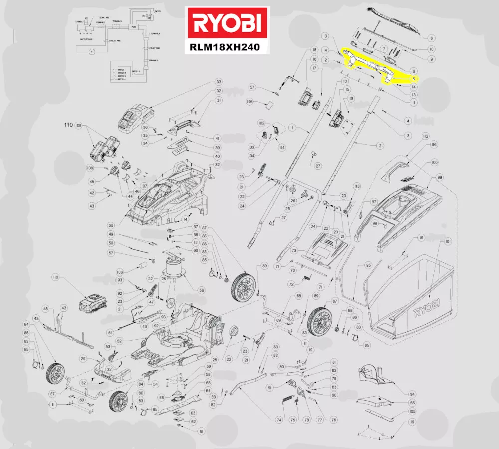 poignée guidon réf. 5131035596 Ryobi